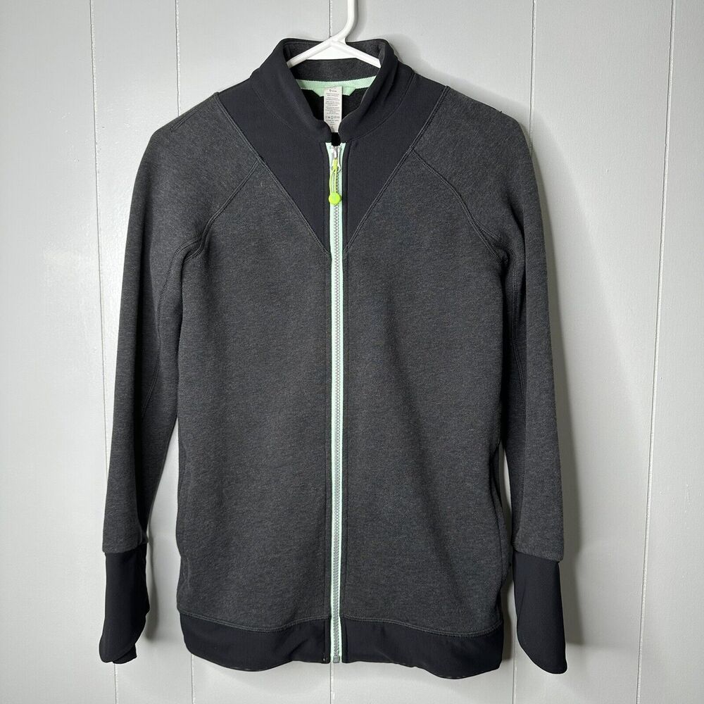 Ivivva Lululemon Girls Long Fleece Jacket Full Zip Size 14 Pockets Thumbholes